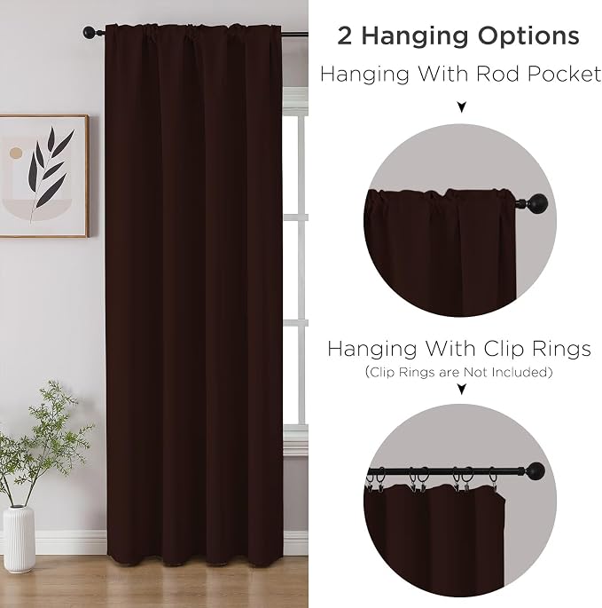 CUCRAF Blackout Curtains 72 inch Length 2 Panels Set, Rod Pocket Room Darkening - Image 3