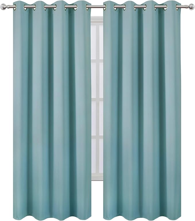 LEMOMO Blackout Curtains 52 x 90 inches Long Stone Blue Curtains Set of 2 - Image 2