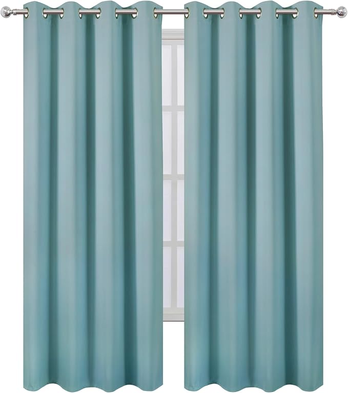 LEMOMO Blackout Curtains 52 x 84 inches Long Stone Blue Curtains Set of 2 - Image 2