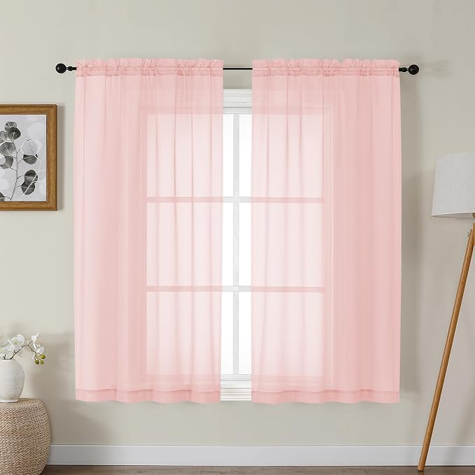 Gwine Blush Pink Sheer Curtains by Gwine