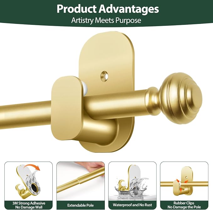 KAMANINA Curtain Rods No Drilling - Image 9
