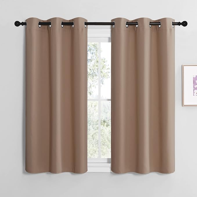NICETOWN Cappuccino Small Window Kitchen Blackout Curtains, Thermal Insulated by NICETOWN