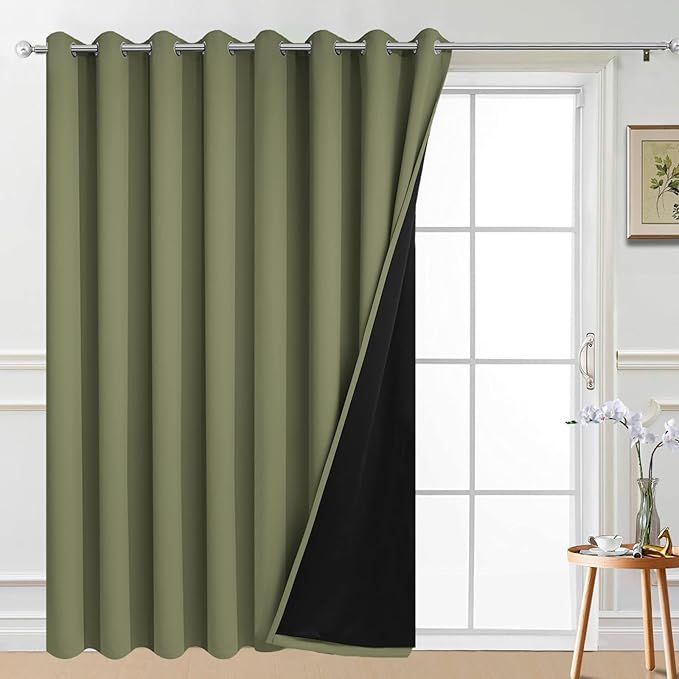 Yakamok 100% Blackout Thermal Insulated Sliding Door Curtains, Noise Reducing by Yakamok