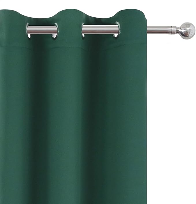 LEMOMO Blackout Curtains 66 x 54 Inch Long Dark Green Curtains Set of 2 Panels - Image 6
