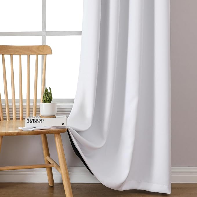 ChrisDowa White 100% Blackout Curtains 120 inch Long - Image 6