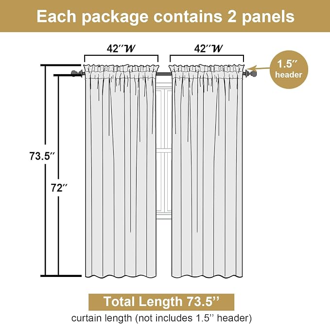 Lecloud Leia Charcoal Grey Sheer Curtains 72 Inches Long 2 Panels, Jacquard - Image 3