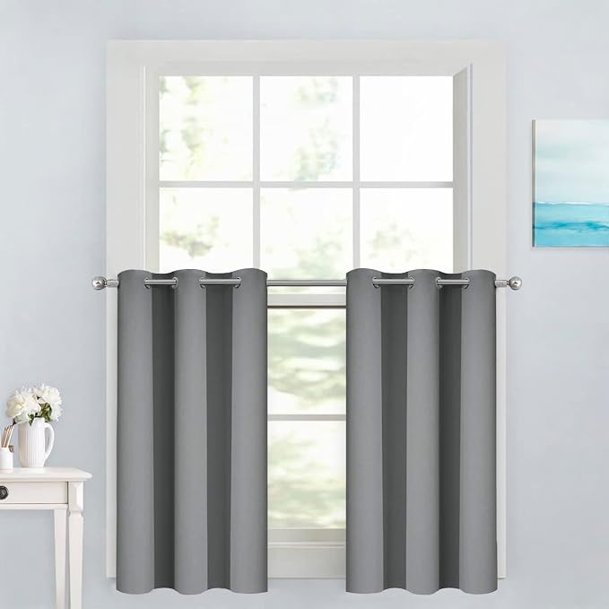 Yakamok Short Blackout Curtains 36 inches, Grommet Thermal Insulated Small by Yakamok