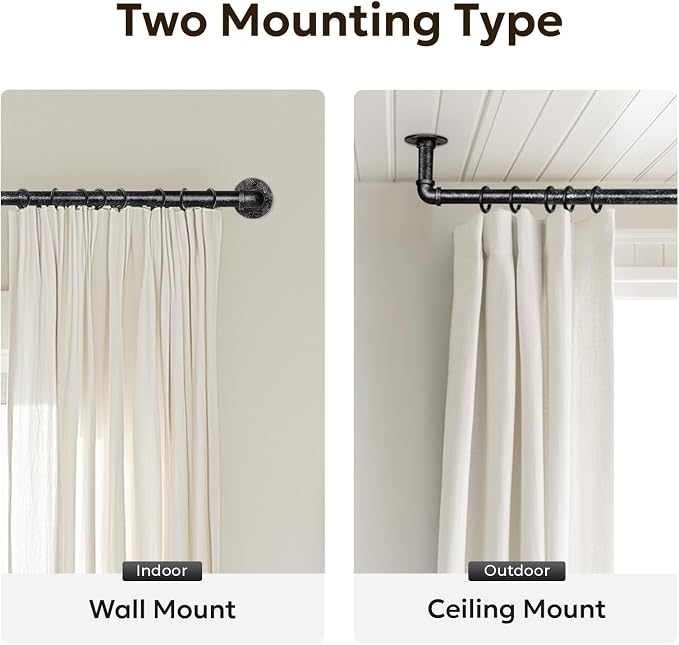 Zeerobee Curtain Rods for Windows 48 to 84, 1 Inch Industrial Wrap Around - Image 5