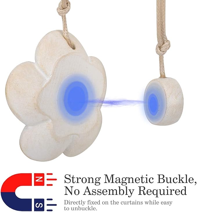 Lewondr Magnetic Curtain Tiebacks, Vintage Curtain Holdback, Resin Flower - Image 3