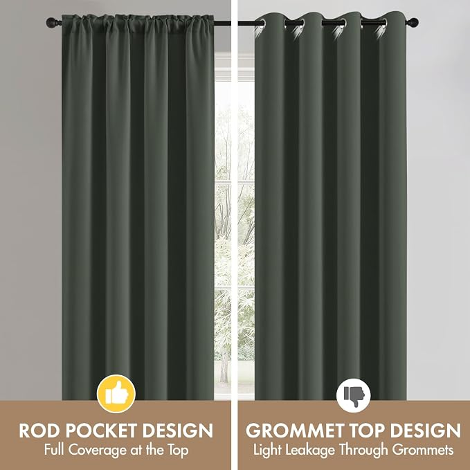 MIULEE Dark Mallard Blackout Curtains 4 Panels Set 72 Inch Length Bedroom | - Image 7