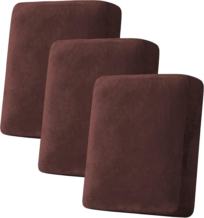 H.VERSAILTEX Velvet Stretch Couch Cushion Cover Plush Cushion Slipcover by HVERSAILTEX