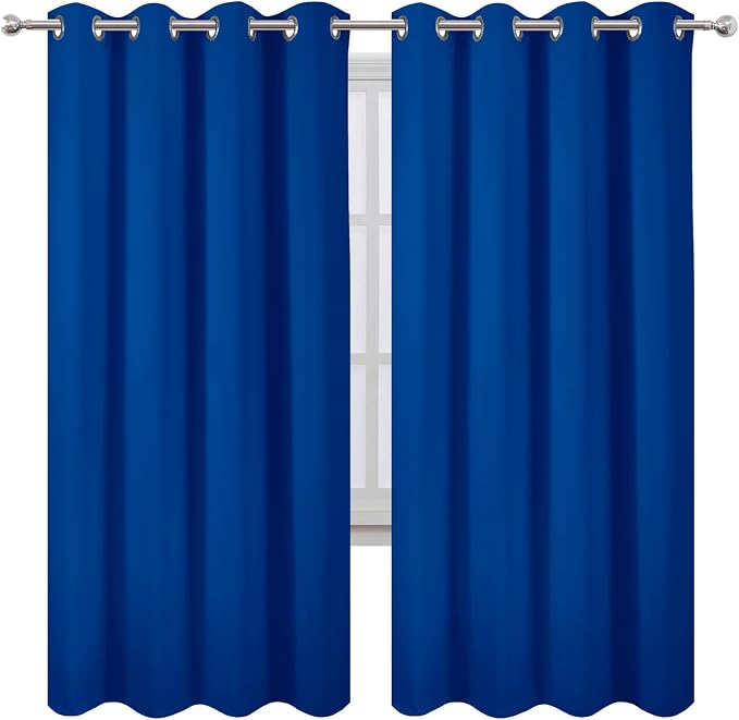 LEMOMO Blackout Curtains 66 x 72 Inch Long Royal Blue Curtains Set of 2 Panels - Image 2