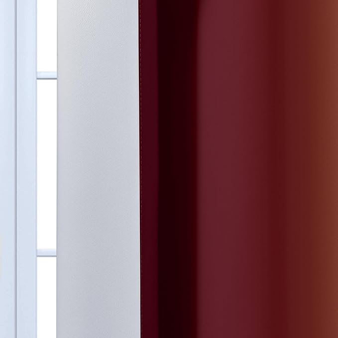 Yakamok Red and Greyish White Ombre Curtains, Room Darkening Gradient Color - Image 7