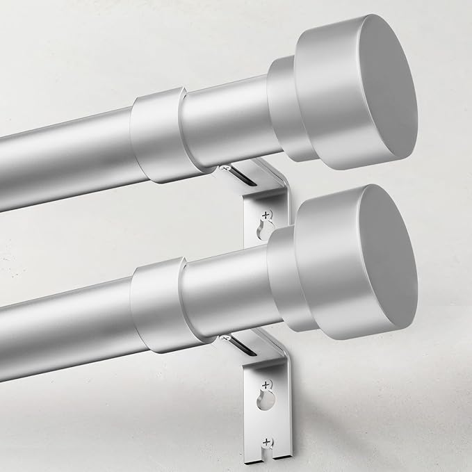 IFELS Heavy Duty Curtain Rods for Windows 28 to 48 Inch, 1 Inch Silver Curtain by IFELS