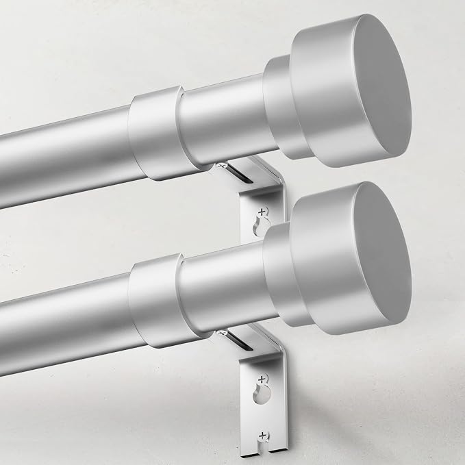 IFELS Heavy Duty Curtain Rods for Windows 48 to 84 Inch, 1 Inch Silver Curtain by IFELS