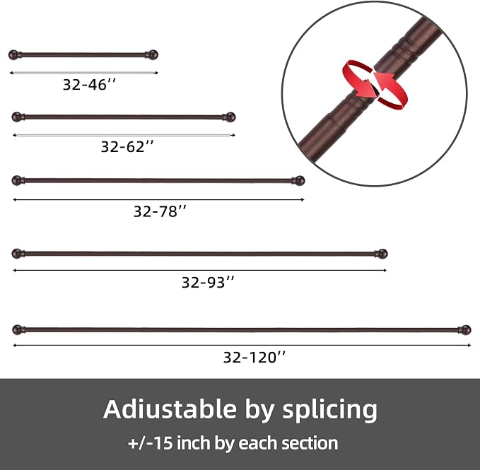 GXOACKJ 2 Pack Brown Curtain Rods - Image 6
