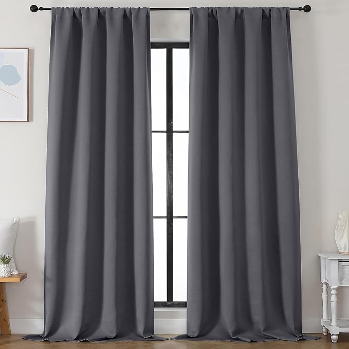 Simplebrand Ava Grey Blackout Curtains by Simplebrand