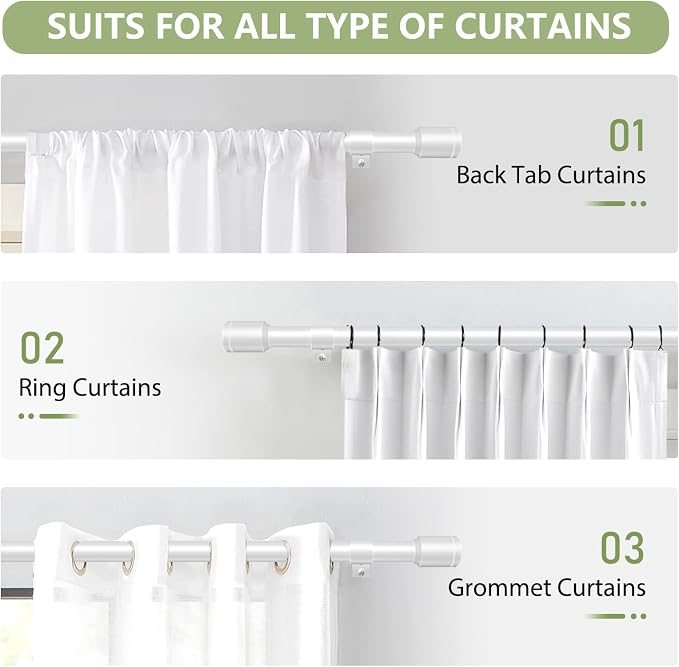 5/8” Diameter Curtain Rods 30-120 Inch, - Image 7