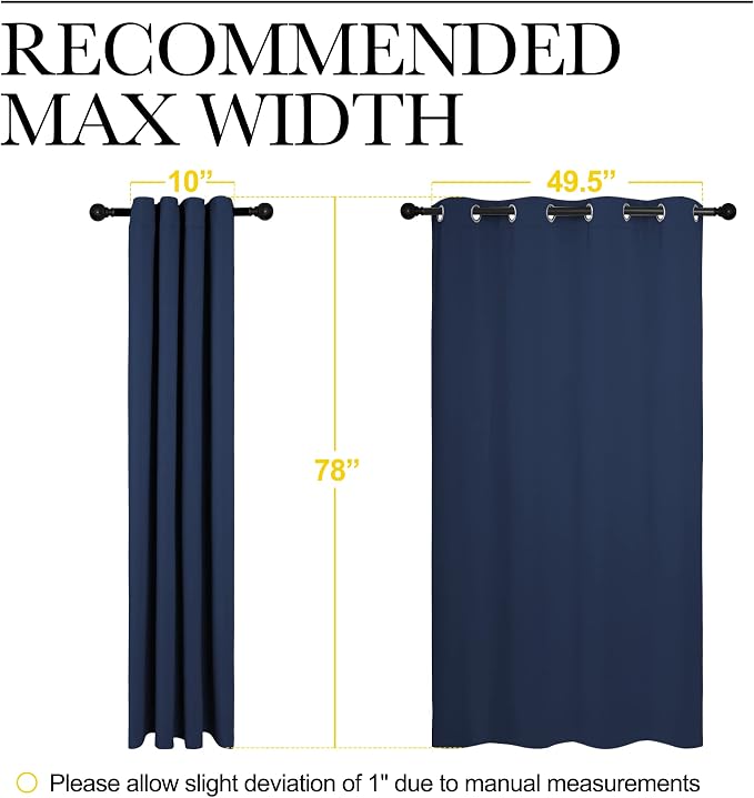 NICETOWN Navy Blackout Curtains 78" Long - Image 7