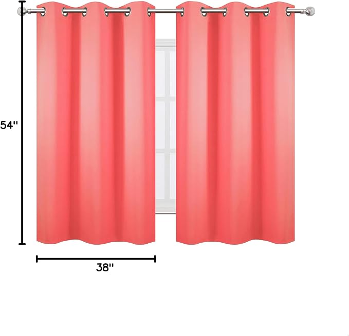 LEMOMO Blackout Curtains 38 x 54 inch/Coral Curtains Set of 2 Panels/Thermal - Image 10