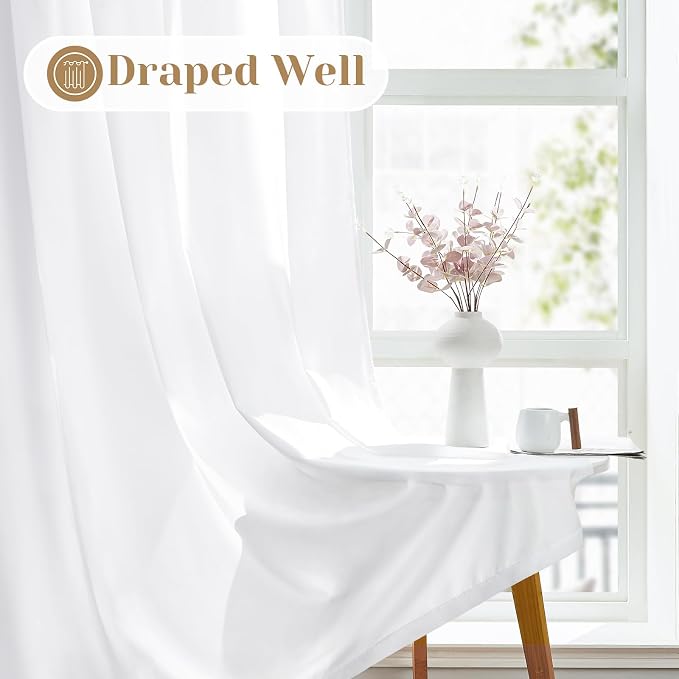 HOMEIDEAS Non-See-Through White Privacy Sheer Kitchen Curtains, 30 X 36 Inches - Image 5