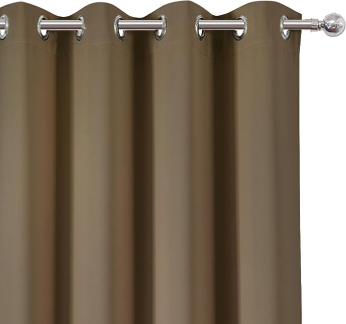 LEMOMO Blackout Curtains 52 x 108 inch/Brown Curtains Set of 2 Panels/Thermal - Image 6