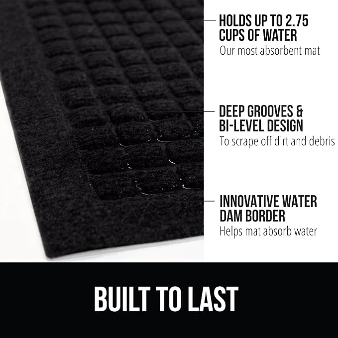 GORILLA GRIP® Ultra Absorbent Front Door Mat Outside Entrance 72x24, Traps Dirt - Image 2