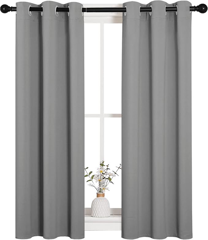 NICETOWN Silver Grey Blackout Curtain Panels - Image 2