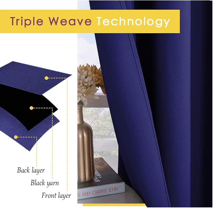 NICETOWN Room Darkening Draperies Window Curtain Panels, Royal Blue, 2 Panels - Image 3