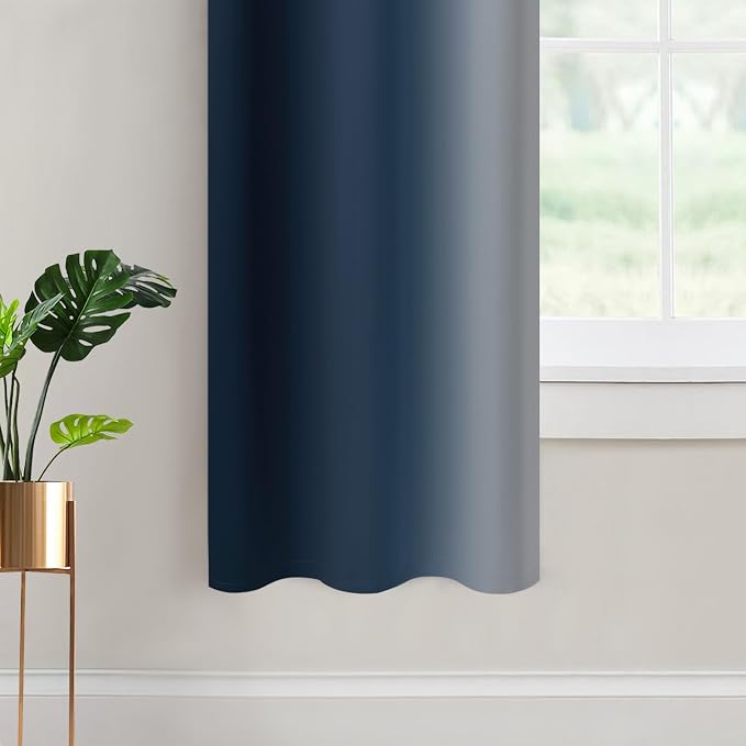 Yakamok Room Darkening Ombre Curtains 63 Inch Length, Light Blocking Grommet - Image 4