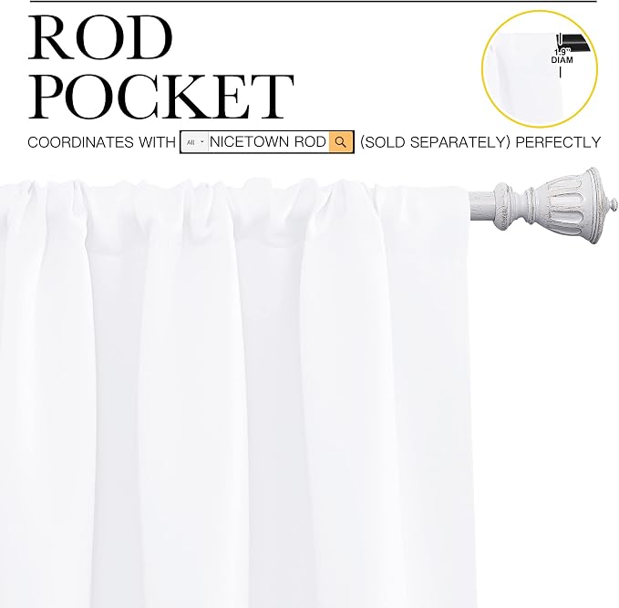 NICETOWN White Bedroom Curtain Panels - Image 3