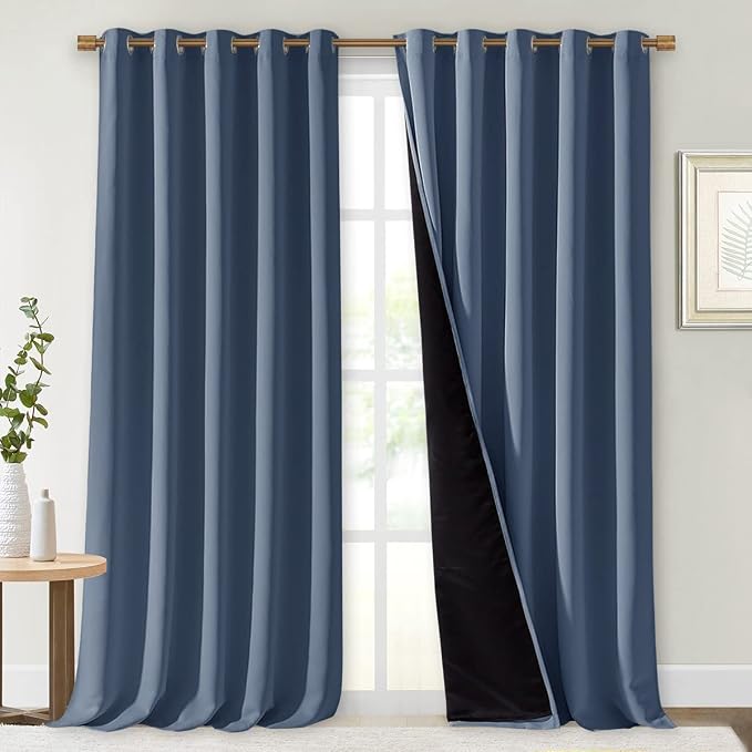 NICETOWN 100% Blackout Curtains 108 inches Long, Pair of Energy Smart & Noise by NICETOWN