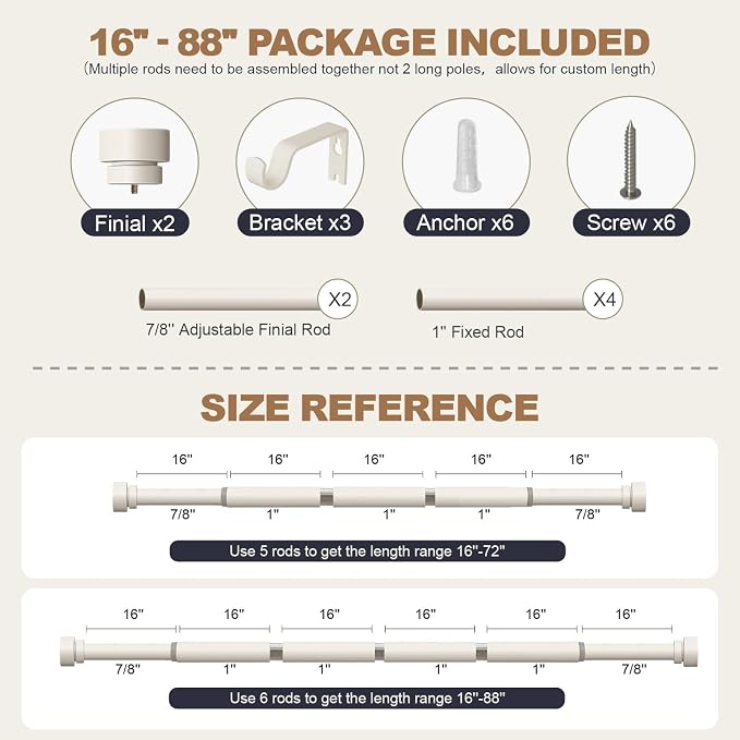 Lootkell Modern White Curtain Rods - Image 9