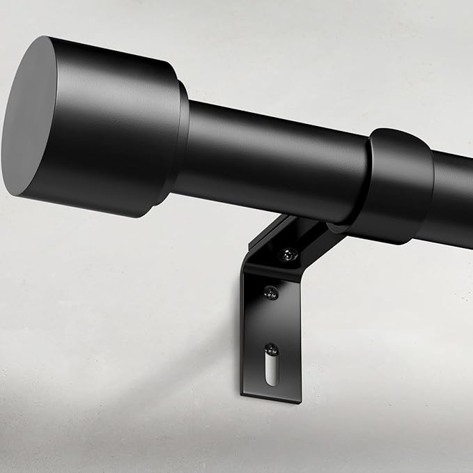 GEEBOBO Black Curtain Rods for Windows 72 to 144 Inch, 1 Inch Adjustable Heavy by GEEBOBO