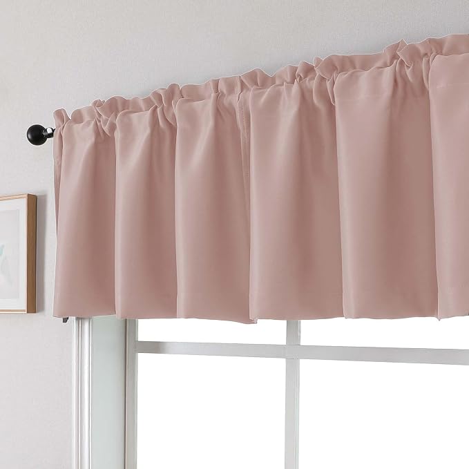 Chyhomenyc Blush Pink Valances for Window, Room Darkening Short Curtains for - Image 8
