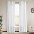 Nanspring White Linen Curtains 84 Inch Length 2 Panels Set by Nanspring