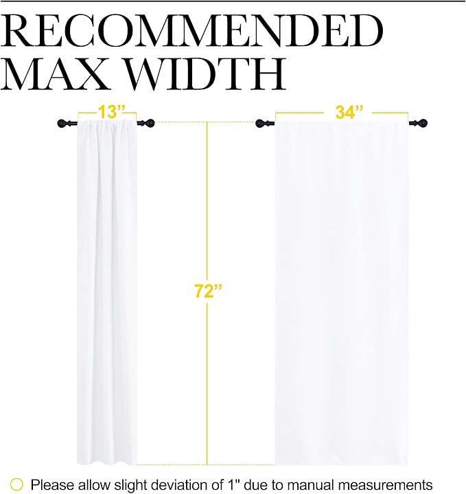 NICETOWN White Curtains 50% Blackout White Curtain Set, Modern Design Solid Rod - Image 7