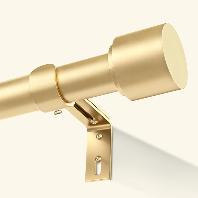 GEEBOBO Gold Curtain Rods for Windows 66 to 120 Inch, 1 Inch Adjustable Heavy by GEEBOBO