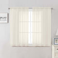 Lecloud Cream Sheer Curtains 48 Inch Length 2 Pcs, Rod Pocket Light Filtering by Lecloud