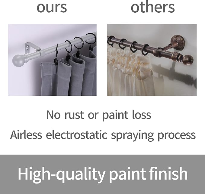 Thestoa Curtain Rods for Windows 30-62 Inch, 5/8" Brushed Nickel, Stainless - Image 5