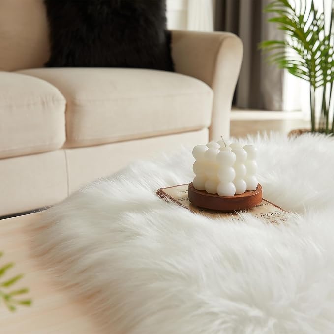 EasyJoy Ultra Soft Fluffy Shaggy Area Rug Faux Fur Rug Chair Cover Seat Pad - Image 5