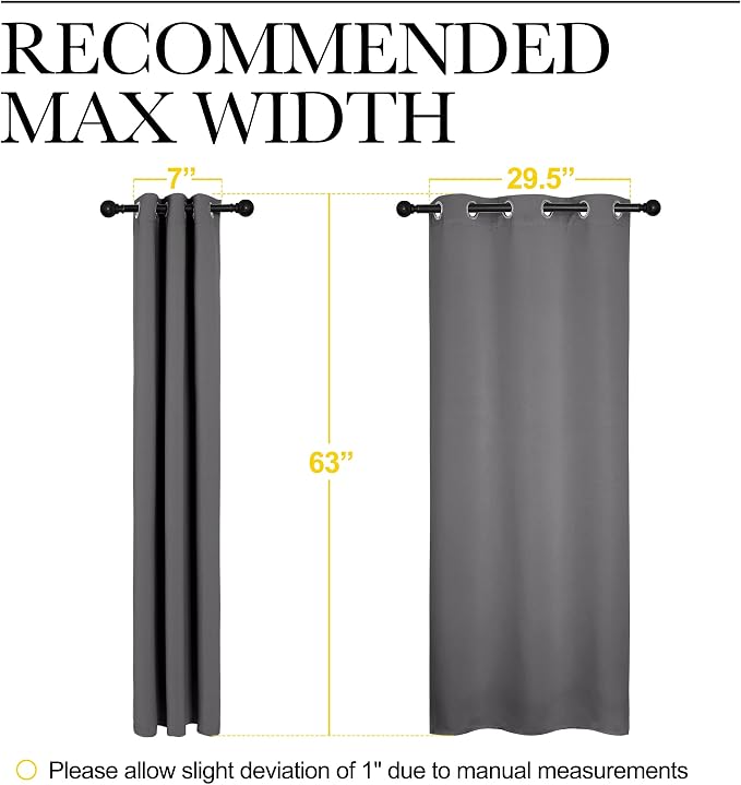 NICETOWN Grey Blackout Curtain Panels - Image 3
