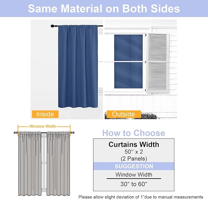 Simplebrand Ava Royal Blue Short Blackout Curtains - Image 8