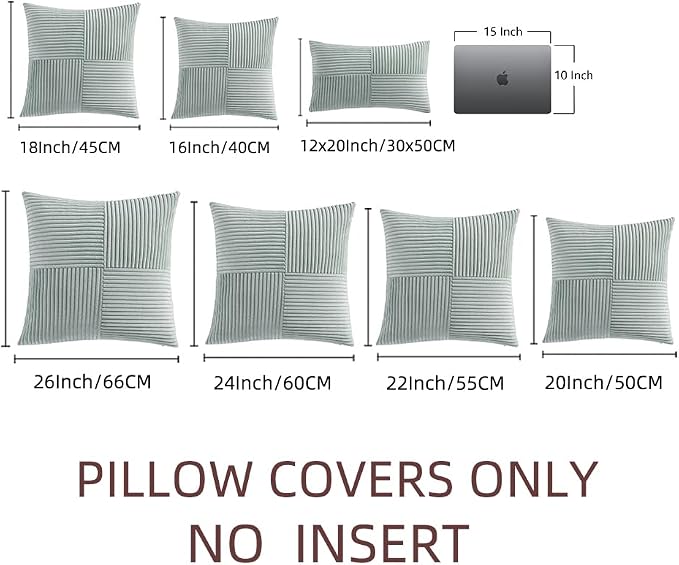 Fancy Homi 2 Packs Grey Blue Decorative Throw Pillow Covers 22x22 Inch - Image 6