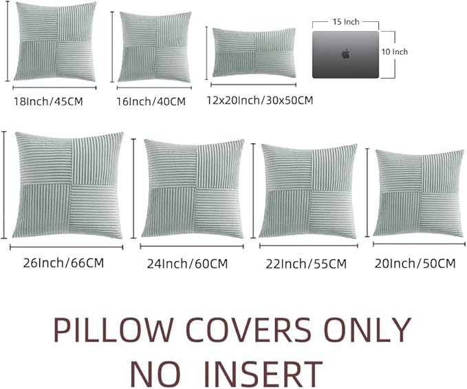 Fancy Homi 2 Packs Grey Blue Samll Decorative Throw Pillow Covers 12x12 Inch - Image 6
