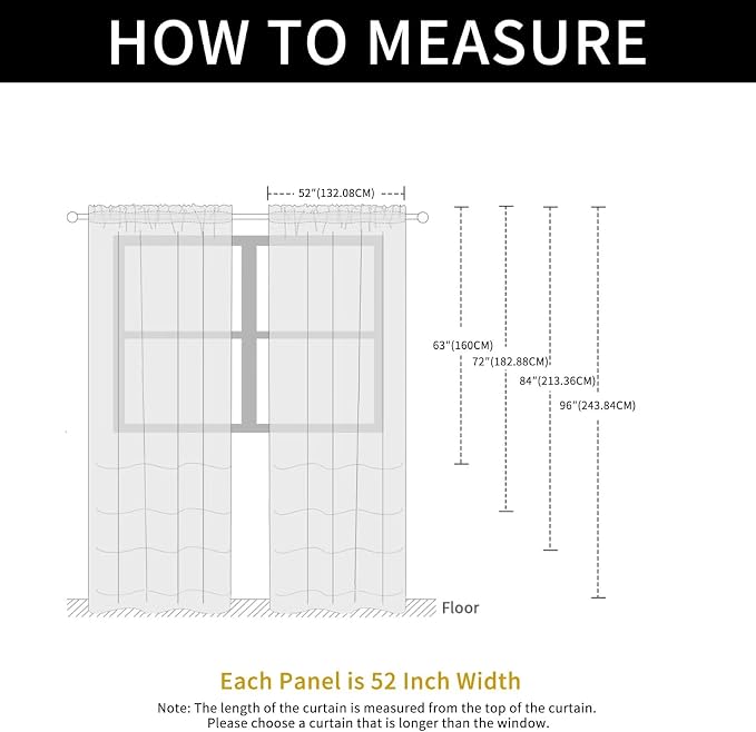 SpaceDresser Check Sheer Curtains 54 Inches Long - Image 6