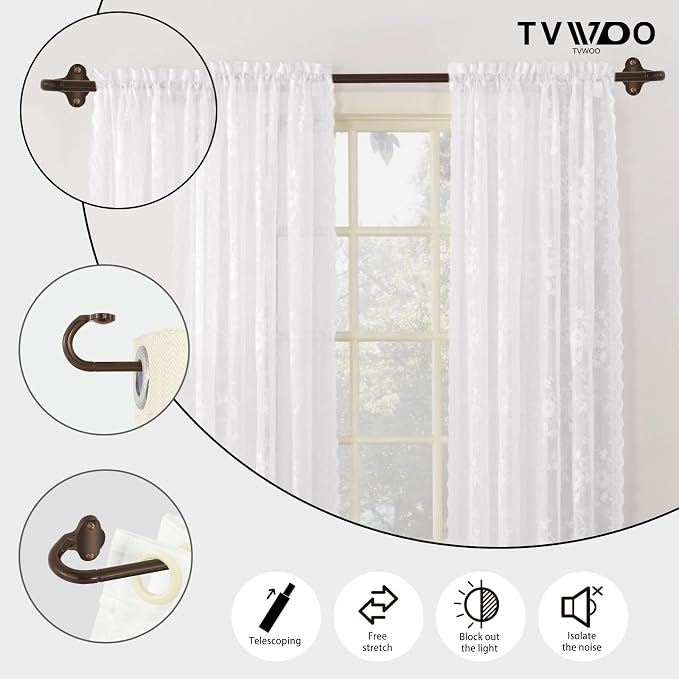 TVWOO Bronze Wrap Around Curtain Rods:5/8 Inch Blackout Adjustable Window - Image 2