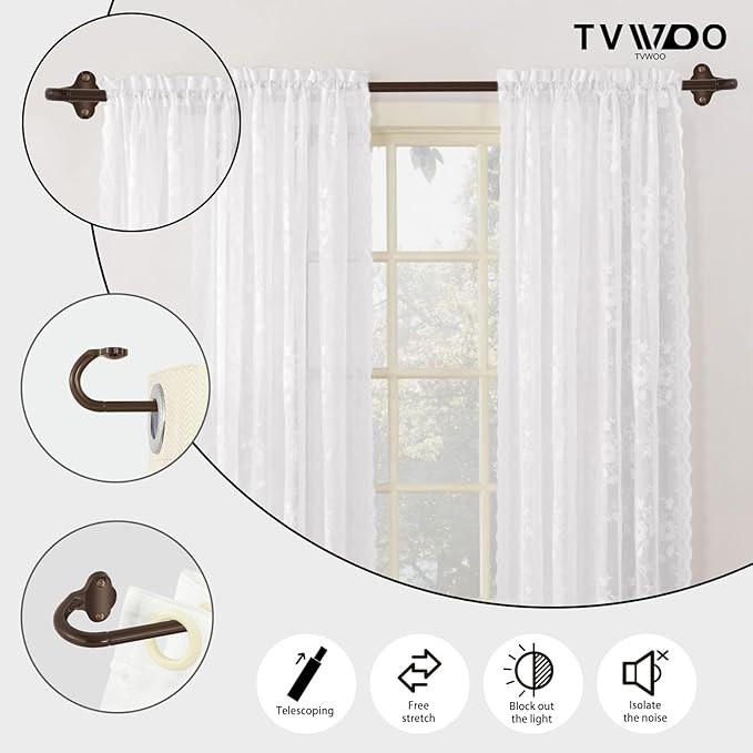 TVWOO Bronze Wrap Around Curtain Rods 2 Pack:Small Blackout Adjustable Window - Image 3