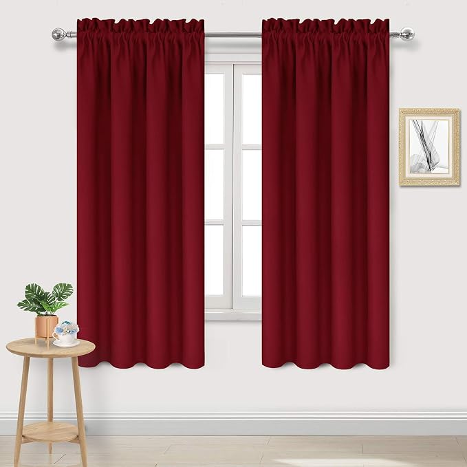 DWCN Burgundy Room Darkening Blackout Curtains by DWCN