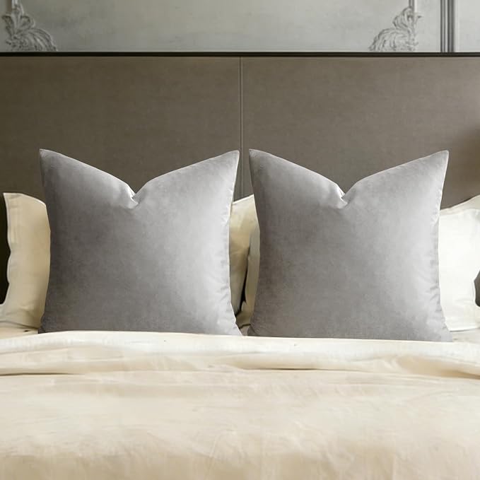 GIGIZAZA Big Velvet Pillow Covers 26x26 Silver Grey Pack of 2 Square Modern by GIGIZAZAFocusingonhomedecoration